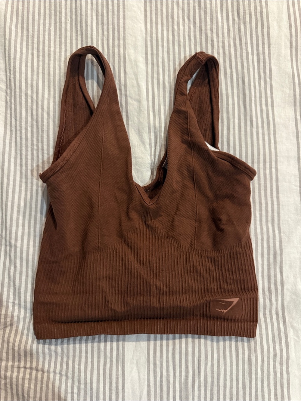 Gymshark Ribbed V-Neck Sports Bra - Chestnut Brown
